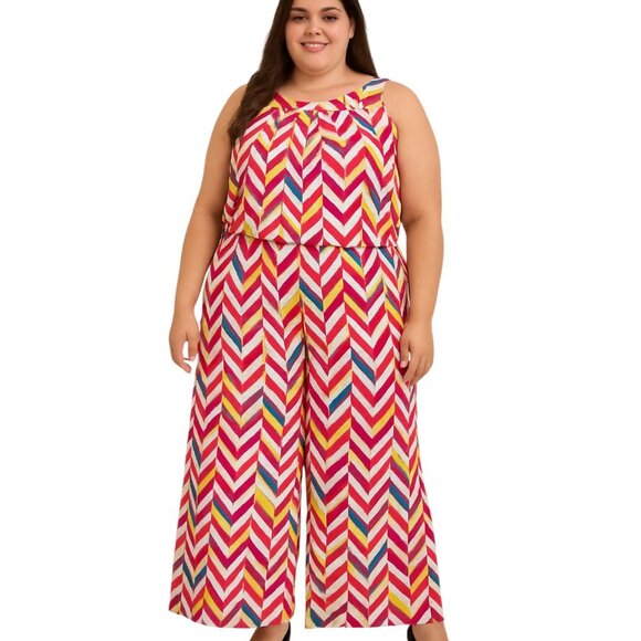 Ashley Stewart Rainbow 2Piece Pleated Palazzo Pant/Halter Top Set Women SZ 26/28 - Picture 1 of 7